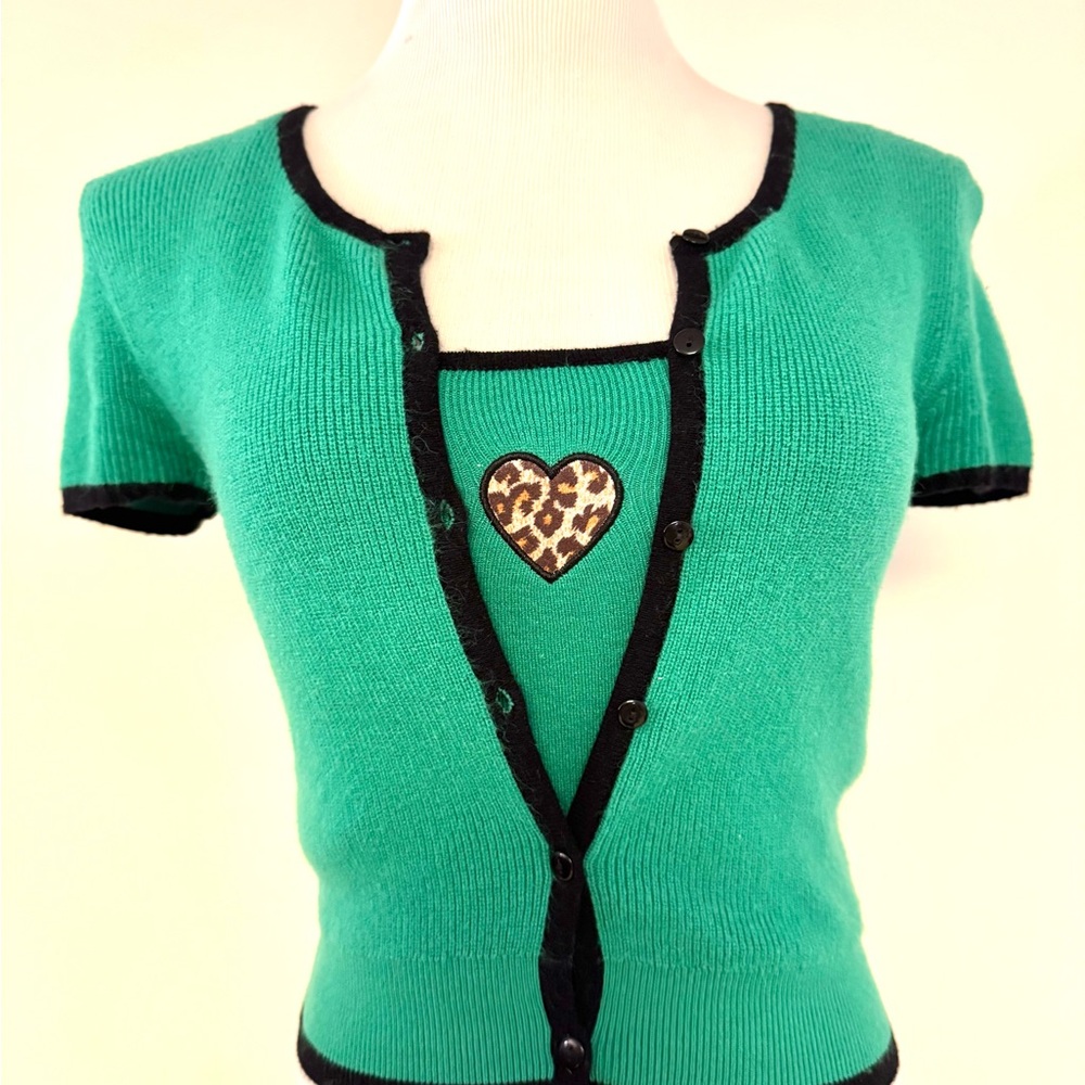 Urban‎ Outfitters Green and Black Women's Sweater Set
